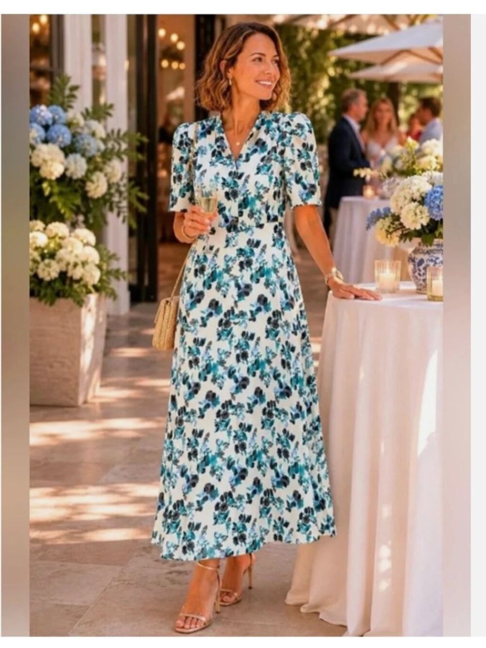 NWT Tuckernuck Women's L (10/12) Linen Budding Bluebell Hadley Dress, MSRP $268